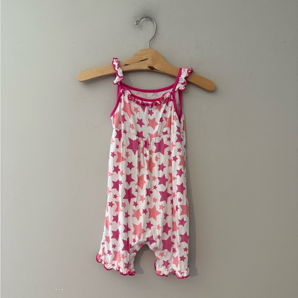 $17 ADD ON Kickee Pants Bamboo Pink Star Romper 18-24M Little Sleepies Kyte
